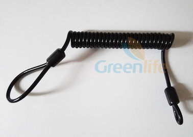 Black Cord Loop 3.0MM Plastic Coil Lanyard Tahan Lama Dengan Lengan Hitam