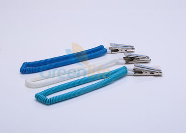 Plastik EVA Coil Alat Lanyard Dental Melar Cord 2 * 8 * 300MM Dengan Klip Buaya