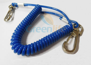 Bungee Coiled Lanyard Cord Tether Blue Covered Stop Falling Dengan Snap To Snap Design
