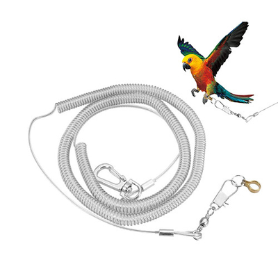 6 Meter Memperluas Parrot Safe Rope Clear Tether Coil Strap perlindungan terbang untuk burung