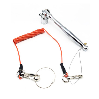Mengamankan Orange Wire PU Coated Retractable Tool Lanyard Fall Protection Stop The Drop