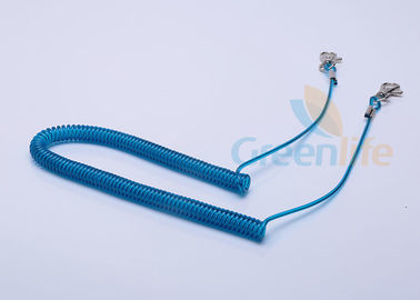 Blue Covered Fly Fishing Rod Lanyard Wire Coiling Leash Dengan Lobster Claws