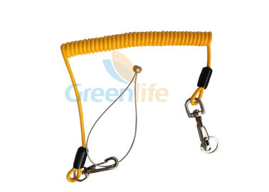 Alat Jatuh Spiral Digulung Alat Leash Keamanan Tinggi Snap Hook Cord Padat Kuning